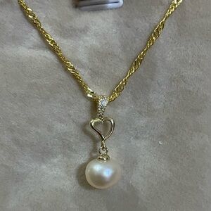 14K Gold Plated Pink South Sea Pearl Pendant Necklace